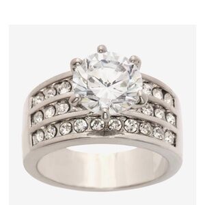 Sparkle Allure Engagement Ring Silver Plated and CZ